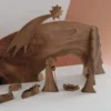 Handmade wooden nativity scene